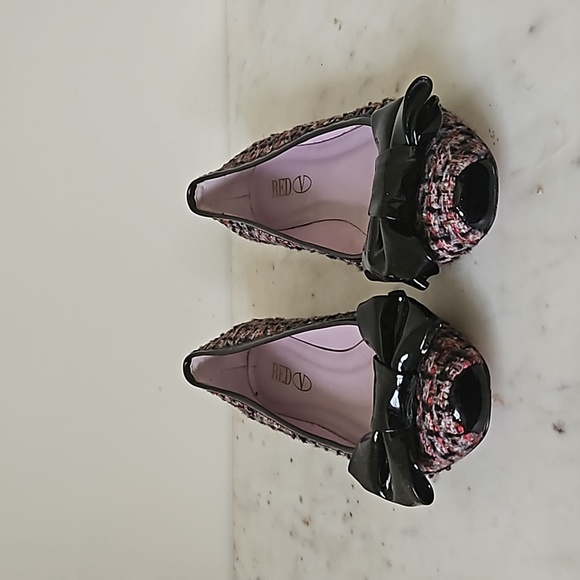 RED VALENTINO - pretty pink and black tweed bow flats - Picture 2 of 6